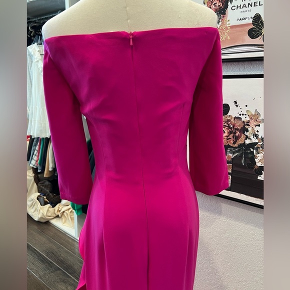 NWOT JOVANI 00446 OFF SHOULDER DRAPE CREPE MERMAID DRESS-Fuchsia-Size 4 - Picture 10 of 16